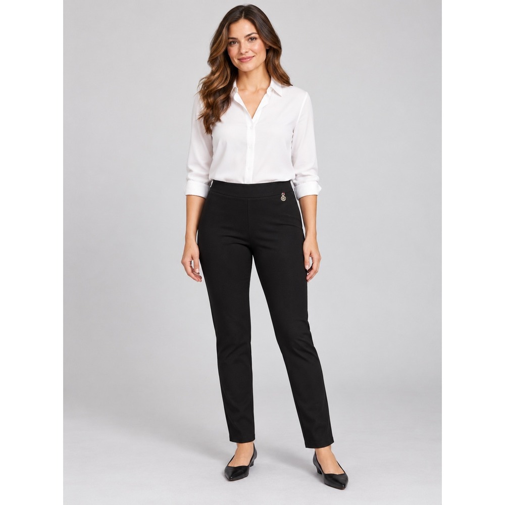 Tommy Hilfiger Preppy Polished Minimalist Pull on Stretch Pants w/ Logo Charm 8